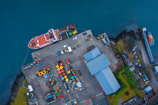 Top Down Drone Shoot over Harbour in Scotland
