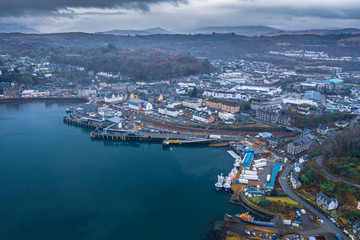 Aerial View Over Oban Town in Scotland