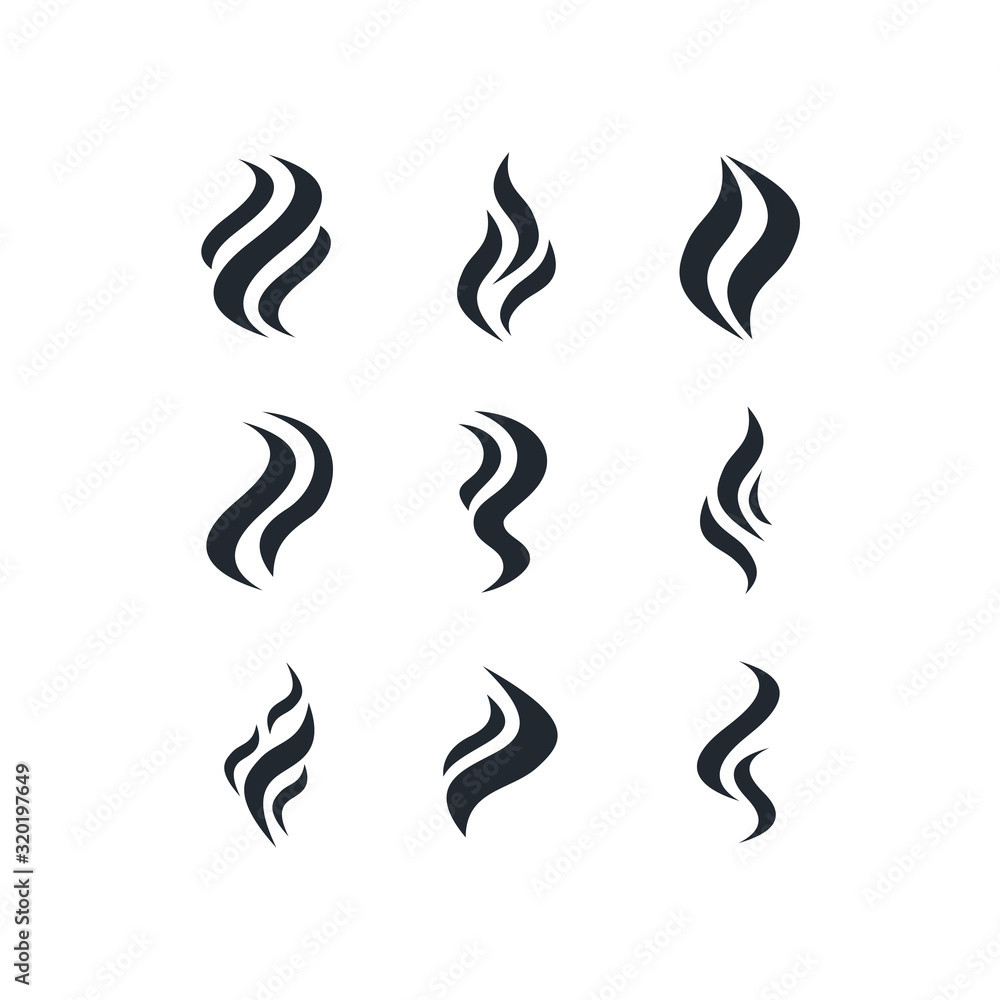 Aufkleber Hot steam icon template color editable. Set of smoke vector icon. Aroma smell set symbol vector sign isolated on white background illustration for graphic and web design.