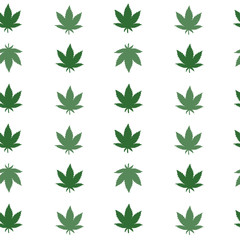 Fototapeta premium Green Marijuana cannabis Plant Seamless Vector Repeat Pattern 