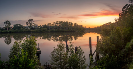 Obraz premium Panoramic River Sunrise