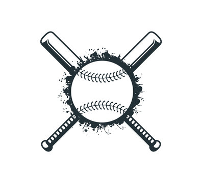 crossed baseball softball bat stuff vector logo graphic design