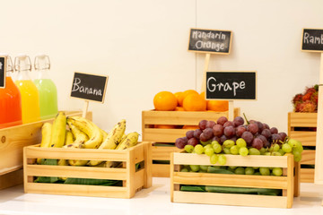 A mixed fresh fruit in wood box