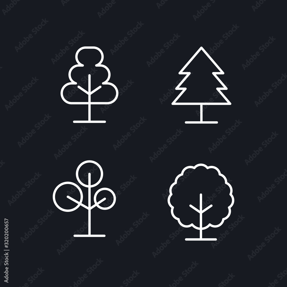 Fototapete tree set icon template color editable. forest tree symbol vector sign isolated on white background i