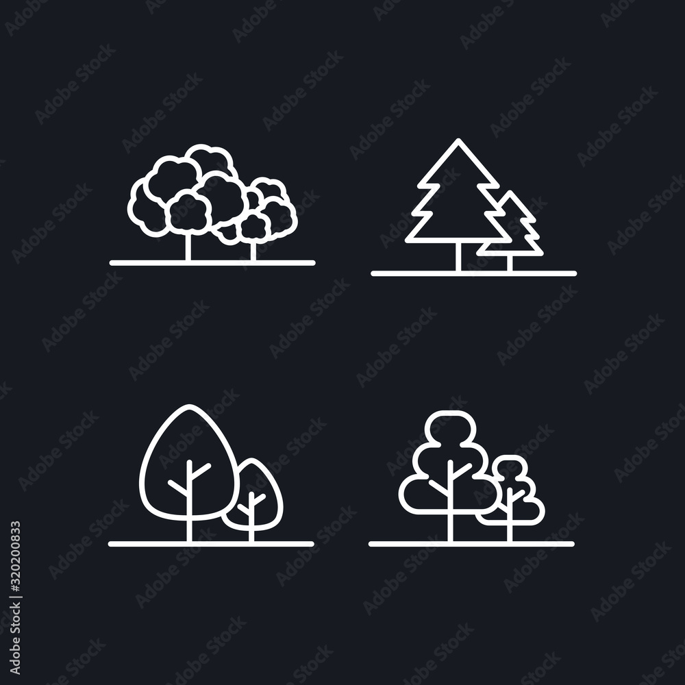 Aufkleber tree set icon template color editable. forest tree symbol vector sign isolated on white background illustration for graphic and web design.