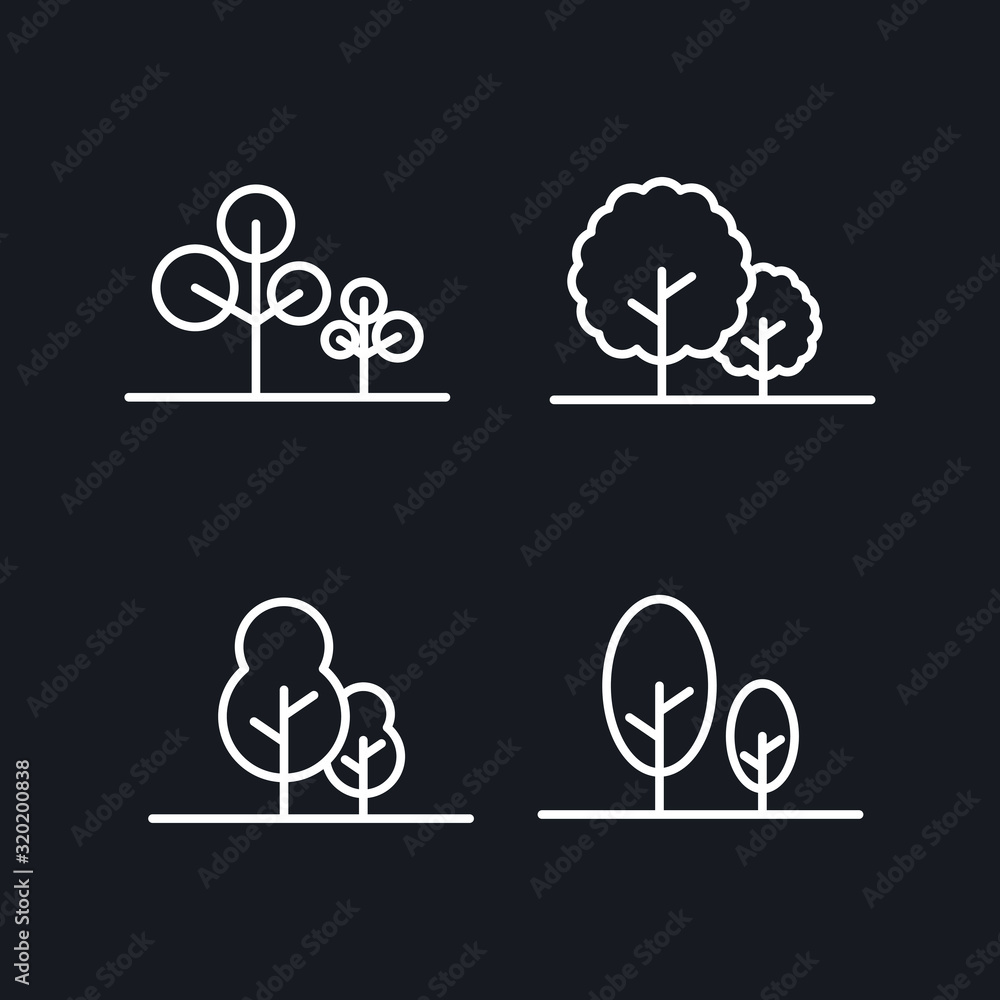 Aufkleber tree set icon template color editable. forest tree symbol vector sign isolated on white background illustration for graphic and web design.