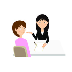 面接をする女性のイラスト