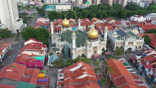 Dec 01/2019 Aerial view of singapore with Masjid Sultan