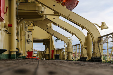 Old wooden deck of a vintage icebreaker