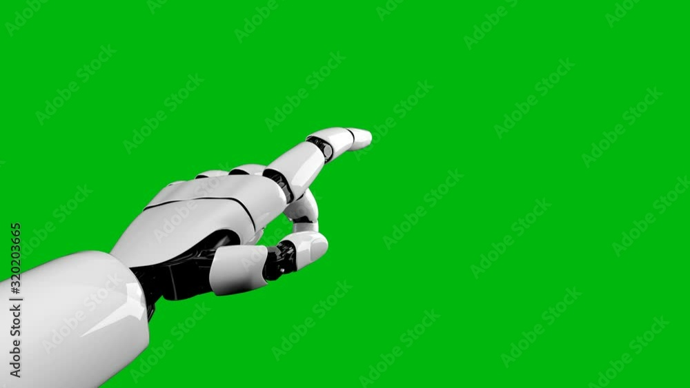Aufkleber 3d rendering robot hand action on white and green background. concept of ai artificial intelligence 