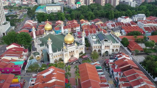 Dec 01/2019 Aerial view of singapore with Masjid Sultan