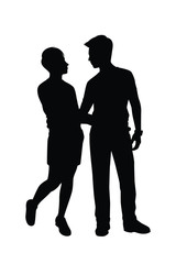 Gay lovers couple silhouette vector