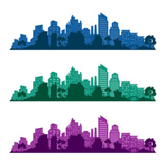 Naklejka premium City silhouette with windows. Vector Illustration isolated on white background.