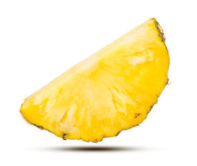 Ripe pineapple slice isolated on white with clipping path.