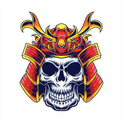 Samurai skull vector illustration