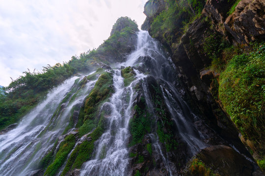 Waterfall on Annapurna Circuit Trek, Himalayas, Nepal