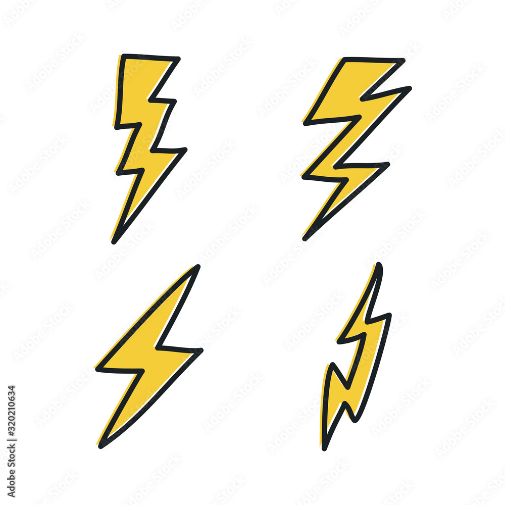 Leinwandbilder set lightning bolt. thunderbolt icon template color editable. lightning strike symbol vector sign is