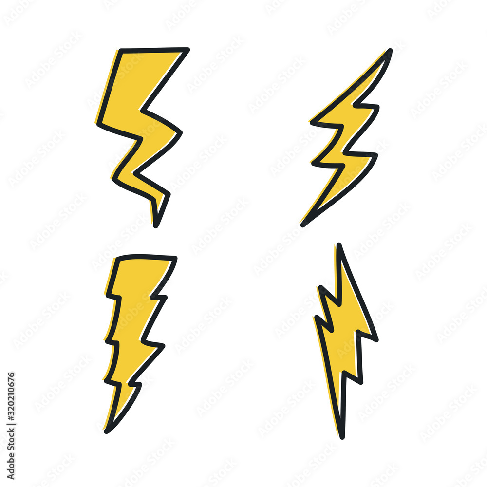 Leinwandbilder Set Lightning bolt. Thunderbolt icon template color editable. lightning strike symbol vector sign isolated on white background illustration for graphic and web design.