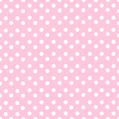 Polka dot seamless pattern on pink  background.