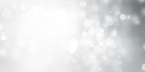 Plakat white and gray Christmas light with snowflake bokeh background, Winter backdrop wallpaper.
