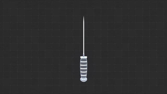 Rotating knife holographic animation in black sandbox