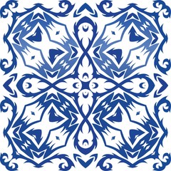 Ethnic ceramic tile in portuguese azulejo.