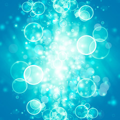 white bokeh blur background / Circle light on blue background / abstract light background
