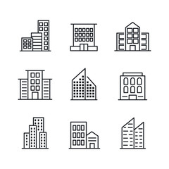 Buildings icon template color editable. Bank, Hotel, Courthouse. City, Real estate, Architecture buildings icons.. Buildings symbol vector sign isolated on white background illustration