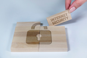 Business, Technology, Internet and network concept. Young businessman shows the word: Internet...