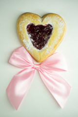 Sugar cookies in the shape of hearts for Valentine's Day