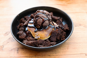 Pancakes and Brownies with Ice Cream