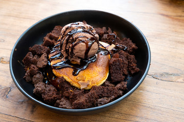 Pancakes and Brownies with Ice Cream