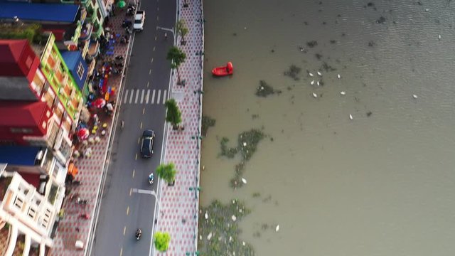 July 26/2019  late afternoon at  Tam bac river bank from above, Hai phong, Vietnam