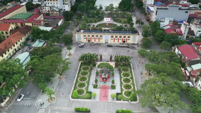 Title: July 26/2019 4k aerial video of Le Chan Park during late afternoon, Haiphong, Vietnam