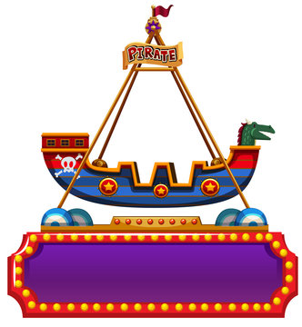 Sign template with pirate ship ride on top