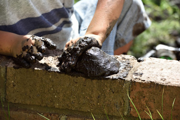 Mud play in sunny day