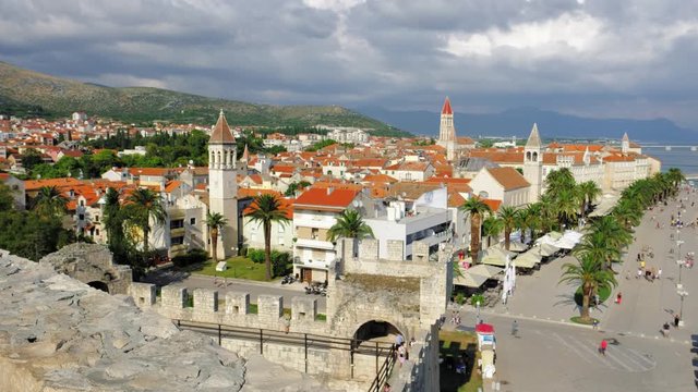Beautiful view of Trogir old town at sunny day, Adriatic sea, Croatia
