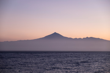 Naklejka na ściany i meble The Teide Volcano on Tenerife view from cruise ship, Isla de La Gomera, Canary Islands, Spain.