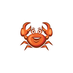 Crab Cartoon Illustration Vector Cute Icon Logo Design Template Element Vector