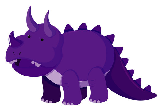 Single picture of triceratops in purple color