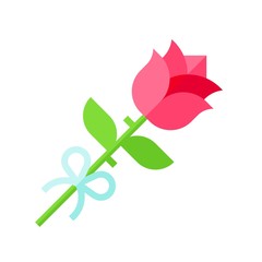 Rose with ribbon vector illustration, flat style icon