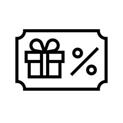 Gift card vector illustration, line style icon