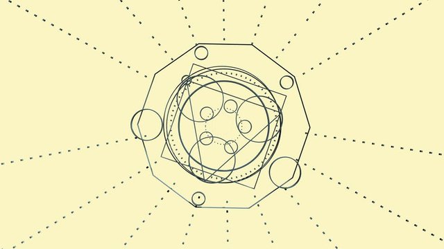 Animated mystery, witchcraft, occult and alchemy sign. Spin of the mystical vintage gothic geometry thin lines symbol