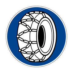 The use of snow chains is prescribed. Snow chains are required. Road sign of Germany. Europe. Vector graphics.
