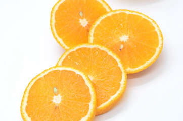 Orange slices on a white background