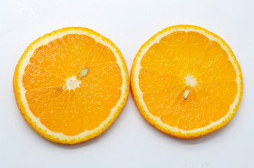 Orange slices on a white background