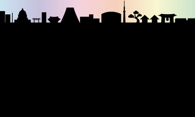 Silhouette frame with Japanese buildings