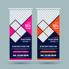 Beauty care, spa roll up banner template