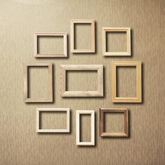 Fototapeta premium old photo frames on retro wallpaper