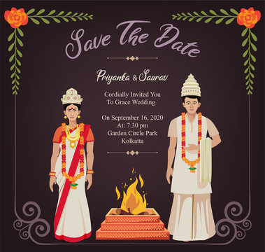 Vetor de wedding invitation template design for bengali hindu vector do  Stock | Adobe Stock